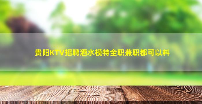 贵阳KTV招聘酒水模特全职兼职都可以料